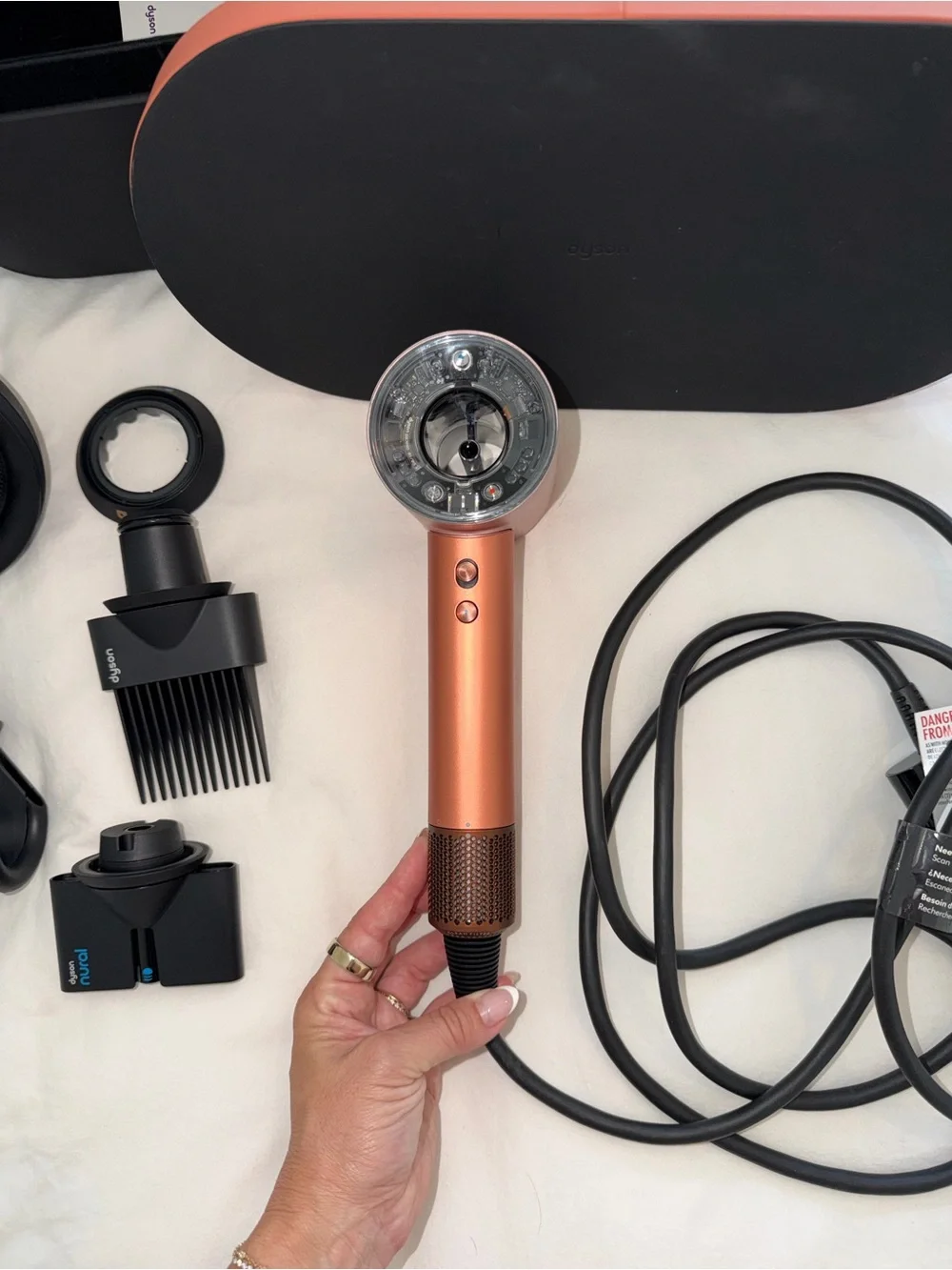 Dyson Supersonic Nural Hair Dryer Ceramic Pink/Rose Gold + Case & Attachments